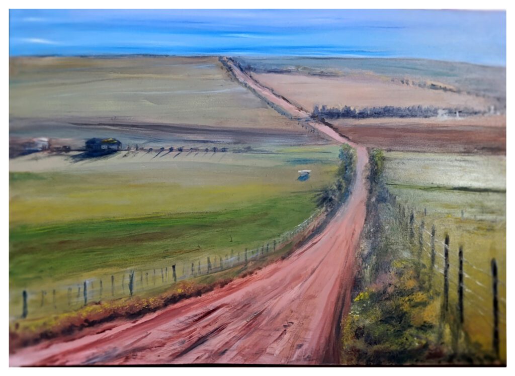 Pintura al oleo en la cumbre, camino a cuchi corral